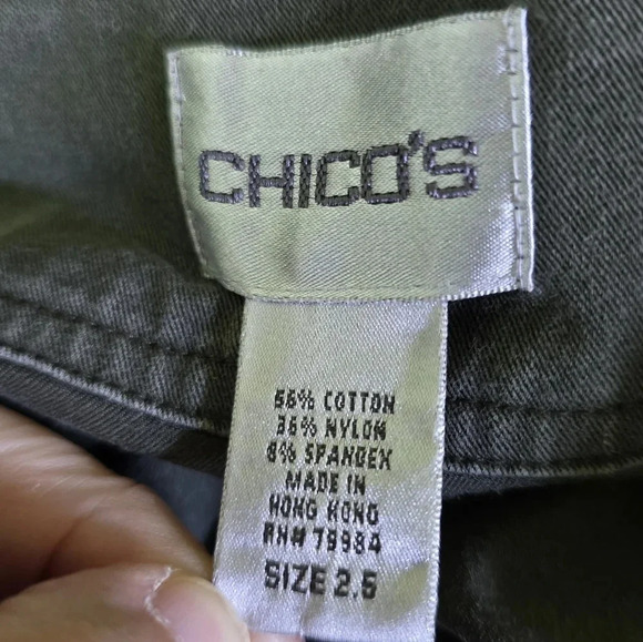 Chico's Olive Green Stretch Straight Leg Pants No Pockets Size 2.5/ 14 - Picture 7 of 8